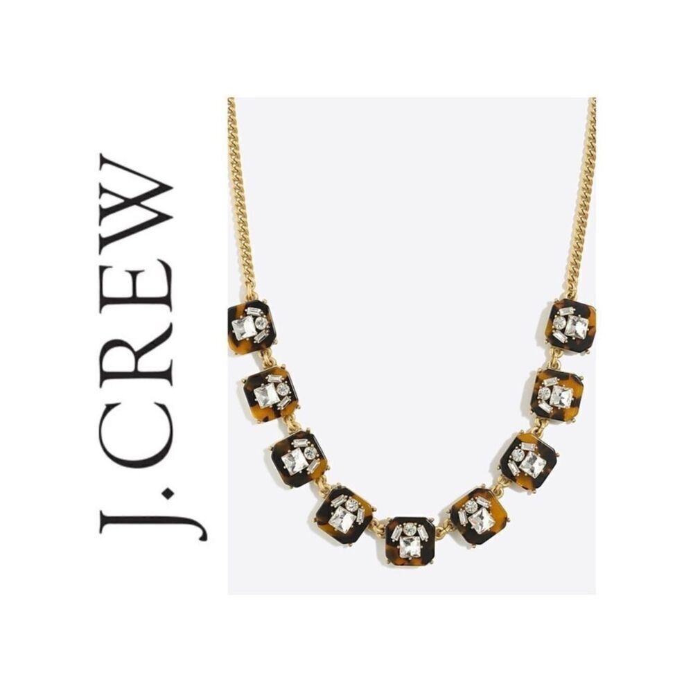 J.Crew Tortoise & Crystal Adjustable Necklace